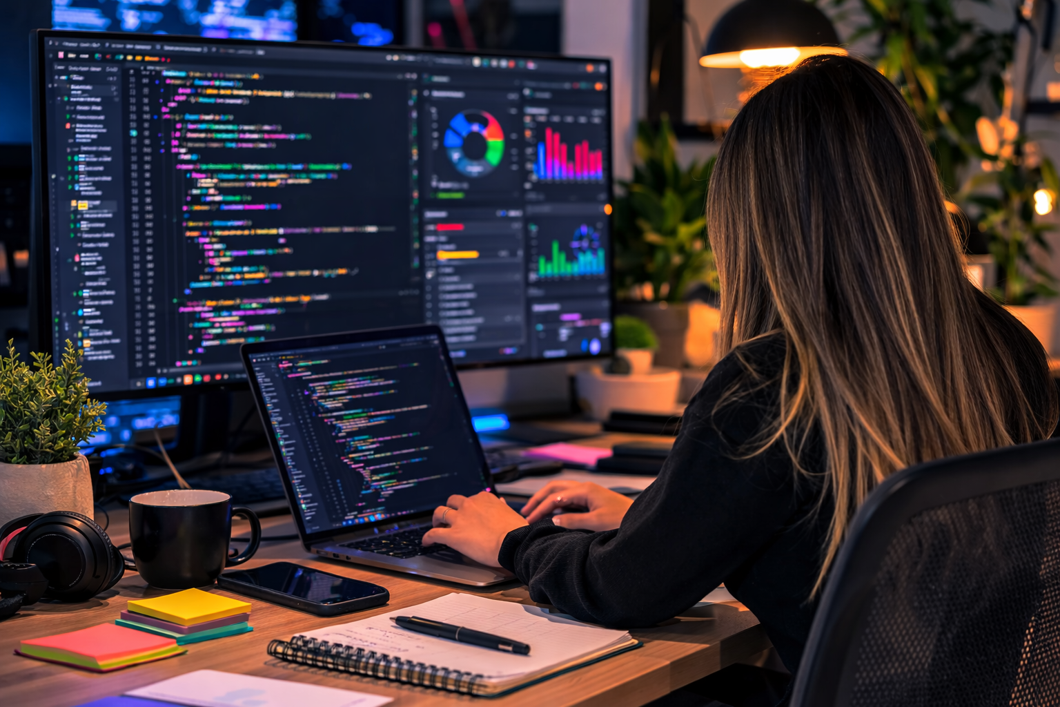 Brenda Aguilar Fonseca trabajando en desarrollo web